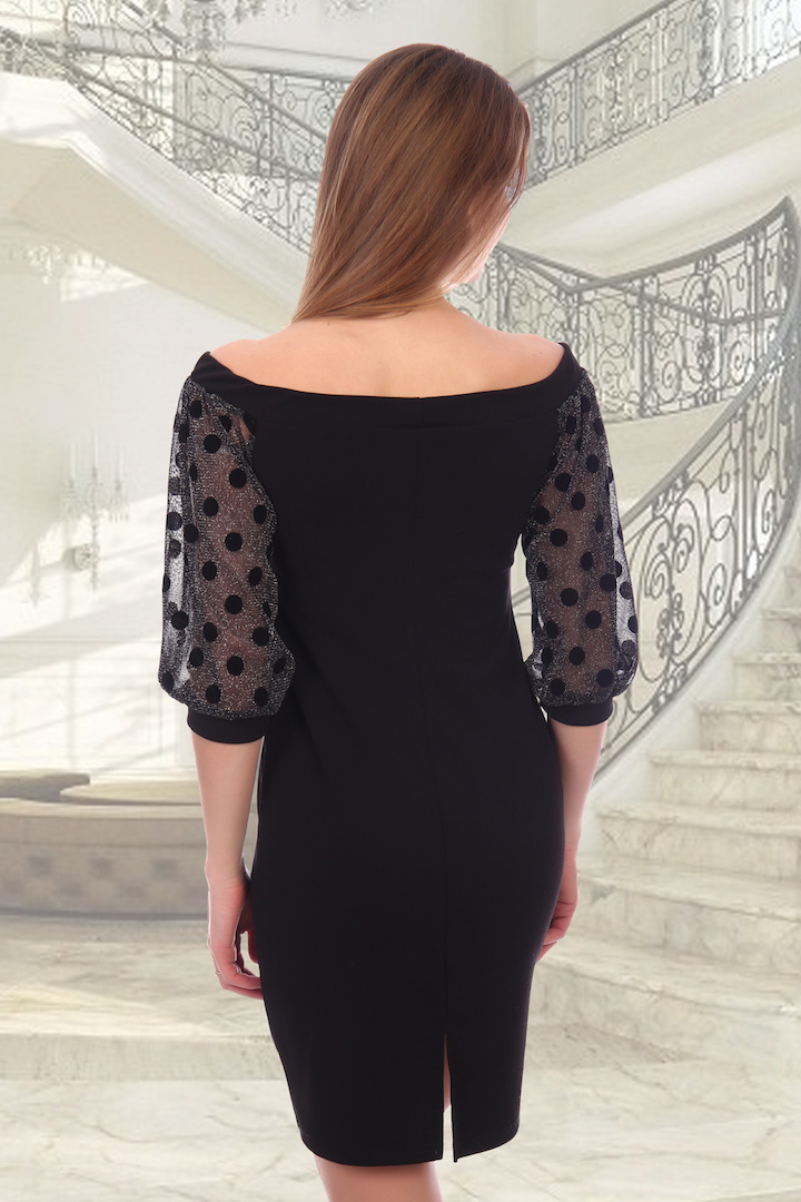 Фото товара 20289, черное платье с открытыми плечами
